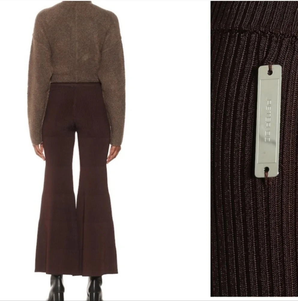 China Peter Do Brown Flared Ribbed Pants small - Picture 2 of 16